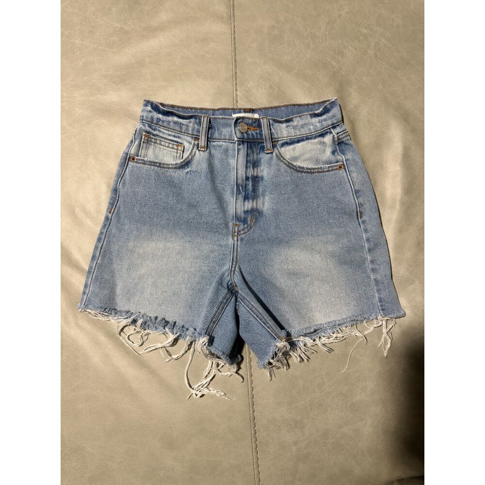 Cello High Rise Distressed Frayed Raw Hem Denim Cutoff Shorts XS